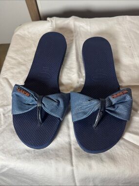 Havaianas Women’s Navy Denim Bow Slide Sandals